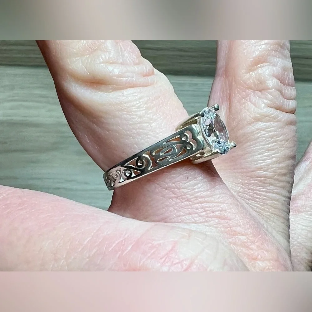 Vintage Handmade Designer Signed Sterling Silver Cubic Zirconia Ring, Size 8.75